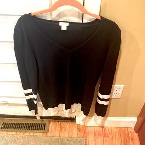 J Crew varsity stripe V-Neck sweater. Size small